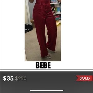 BEBE RED SATIN JUMPSUIT